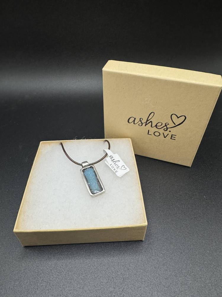 Blue shimmer rectangle pendant